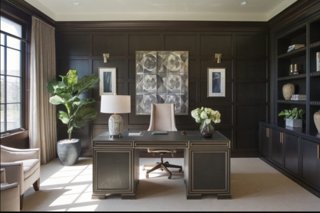10 Elegant Ideas for a Sophisticated Home Office with Dark Wood Paneling